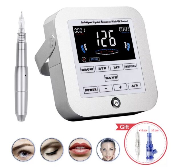 Permanent Makeup Machine Eyebrow Tattoo Digital Device Eyeliner Lip Machine Pen MTS Micro Cartridge Needle Set